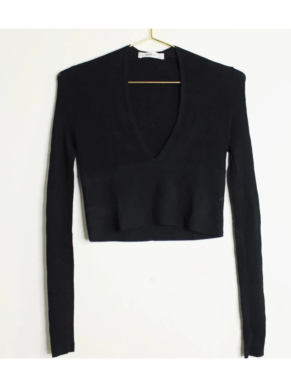 Zara Knit Black Long Sleeve Top - Small - Picture 1 of 4